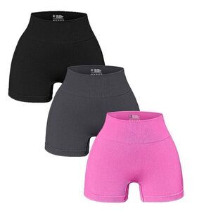 Bundle(3) Workout Shorts Seamless High Waist Butt Liftings Exercise Athletics L.